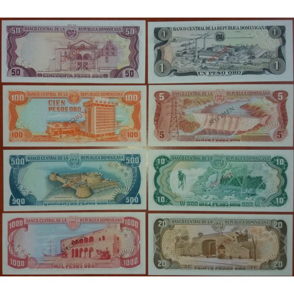 Dominican Republic 1-5-10-20-50-100-500-1000 Pesos 1978 Specimen UNC