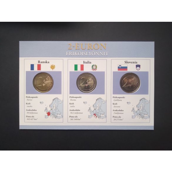 EU 2 Euro set of 3 Unc  France  2009, Italy 2009, Slovenia 2010