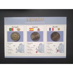   EU 2 Euro set of 3 Unc  Portugal 2009, Spain 2007, France 2008