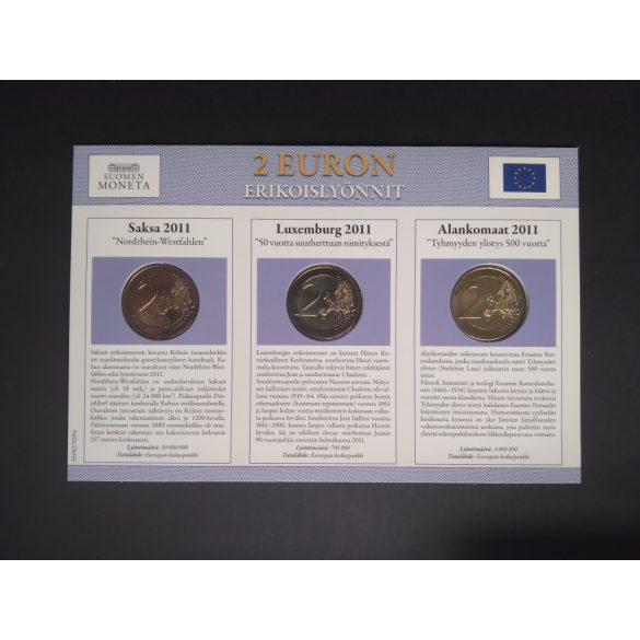 EU 2 Euro set of 3 Unc  Netherlands, Luxembourg, Germany 2011
