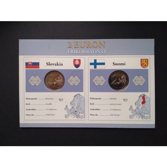 EU 2 Euro set of 2 Unc  Slovakia 2013, Finland 2011