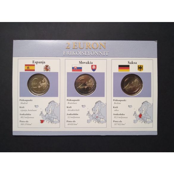 EU 2 Euro set of 3 pcs commemorative coins Unc