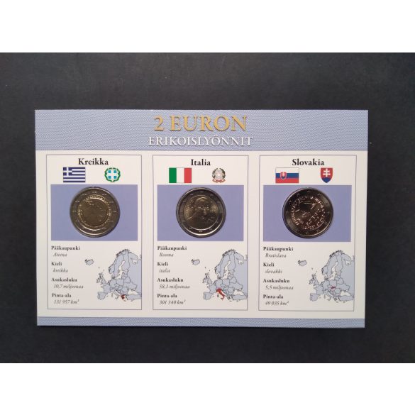 EU 2 Euro set of 3 pcs commemorative coins Unc