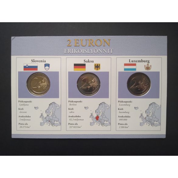 EU 2 Euro set of 3 Unc  Luxembourg 2004, Germany 2007, Slovenia 2009