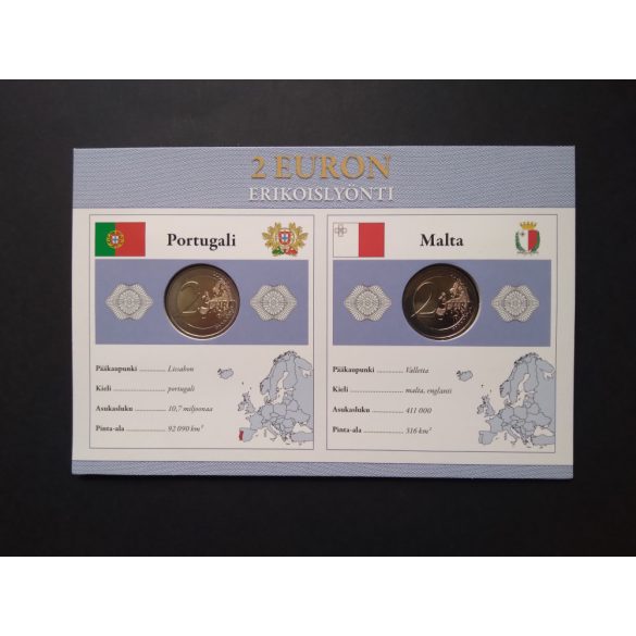 EU 2 Euro set of 2 Unc  Portugal, Malta 2018