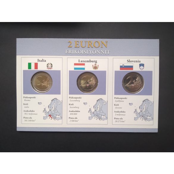 EU 2 Euro set of 3 Unc  Italy 2004, Luxembourg 2007, Slovenia 2008