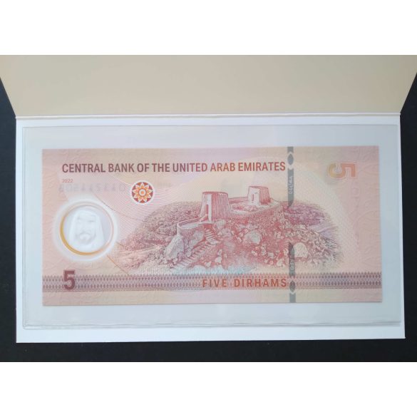 United Arab Emirates 5 Dirhams 2022 UNC in decorative packaging