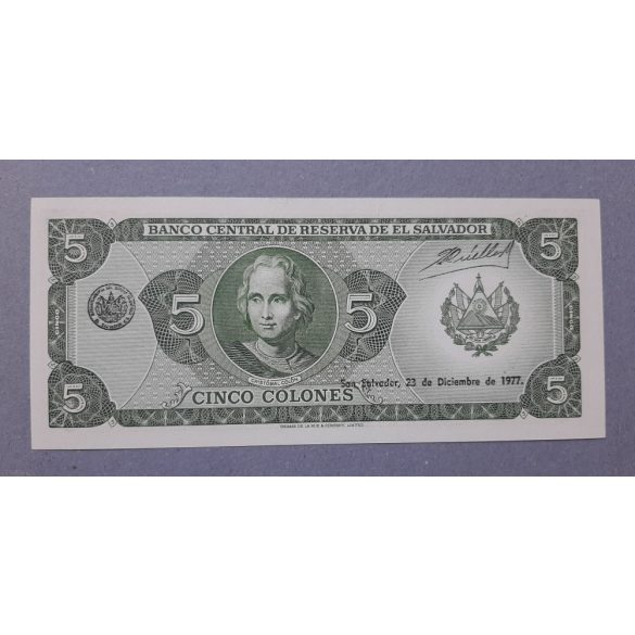 El Salvador 5 Colones 1977 UNC