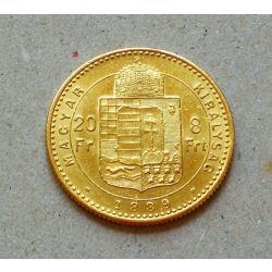 Hungary Ferenc József 8 Forint 20 Frank 1889 KB 6,45 g gold