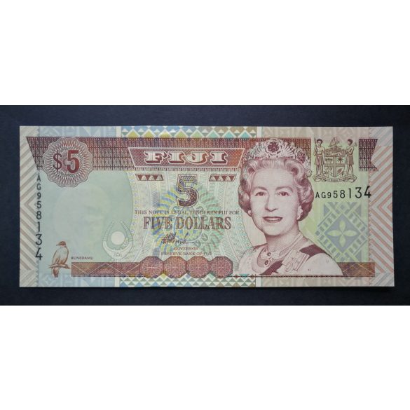 Fiji 5 Dollars 2002 Unc