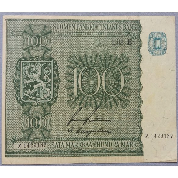 Finnország 100 Markkaa 1945 VF+