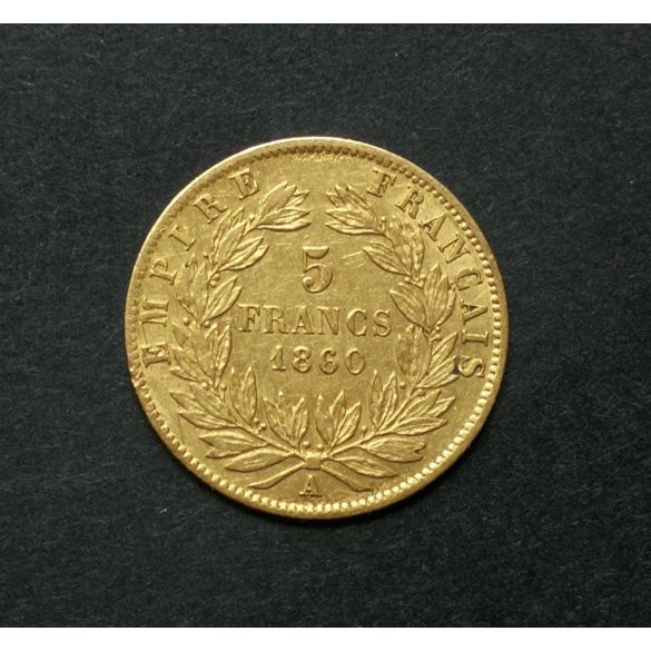 France 5 Francs 1860 1.6 gr gold