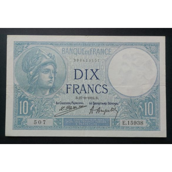 France 10 Francs 1924 VF+