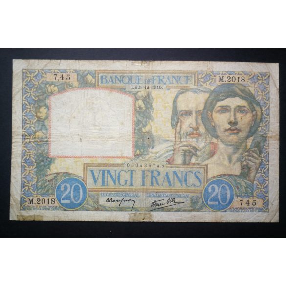 Franciaország 20 Francs 1940 VG