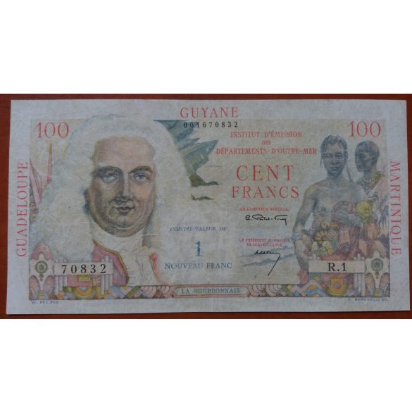 Francia Antillák 1 Nouveau Franc 100 Francs-on 1961 F