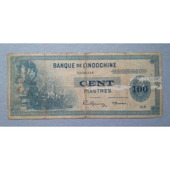 Francia Indokína 100 Piastres 1945 VG