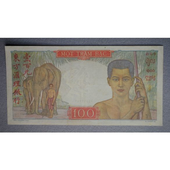 Francia Indokína 100 Piastres 1947-49 VF-