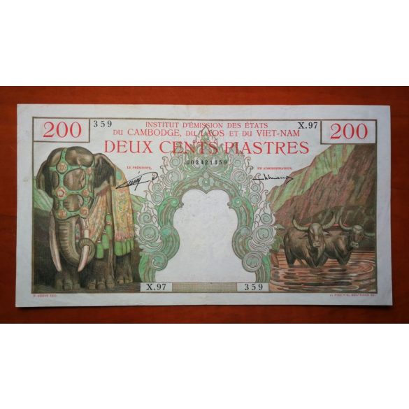 Francia Indokína 200 Piastres 1953 VF