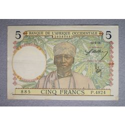 French West Africa 5 Francs 1938 VF