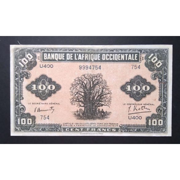 French West Africa 100 Francs 1942 restored