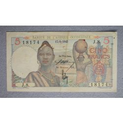 Francia Nyugat-Afrika 5 Francs 1943 F