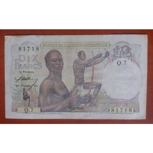 Francia Nyugat-Afrika 10 Francs 1946 VF-