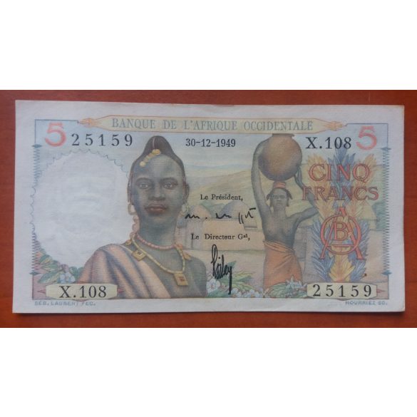 Francia Nyugat-Afrika 5 Francs 1949 XF+