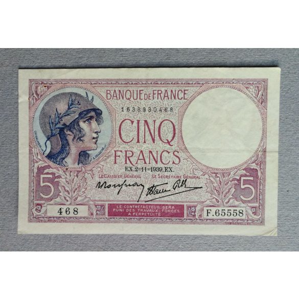 Franciaország 5 Francs 1939 F+