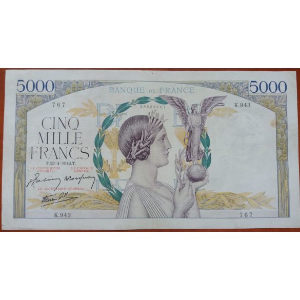 Franciaország 5000 Francs 1942 F+