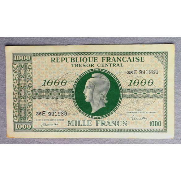 Franciaország 1000 Francs 1944 VF-