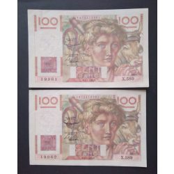 France 100 Francs 1954 XF consecutive