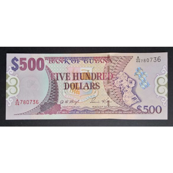 Guyana 500 Dollars 2002 UNC