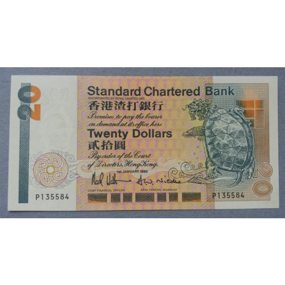 Hong Kong 20 Dollars 1992 SCB UNC