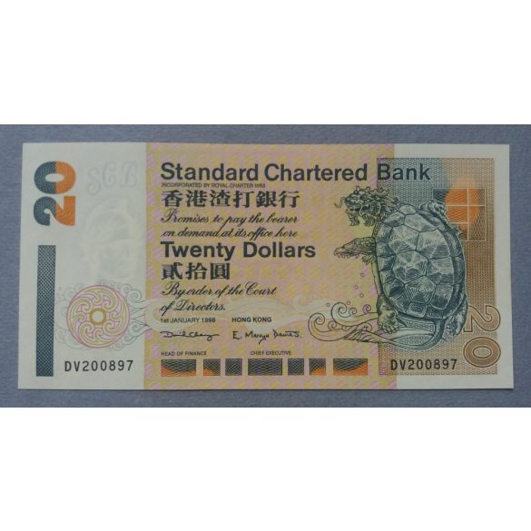 Hong Kong 20 Dollars 1998 SCB AUNC+