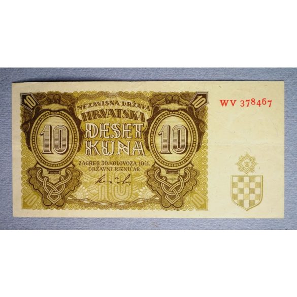 Horvátország 10 Kuna 1941 VF