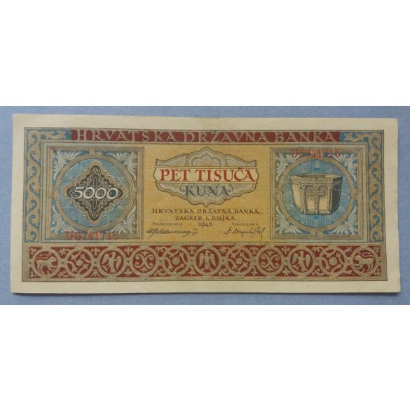 Croatia 5000 Kuna 1943 XF P13