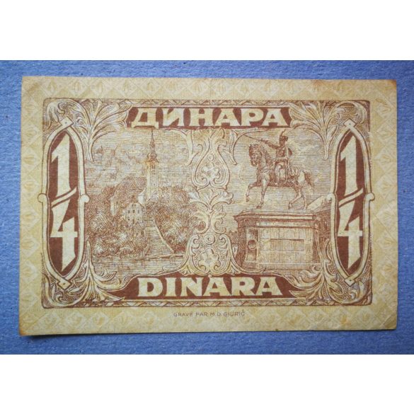Jugoszlávia 1/4 Dinara 1921 VF