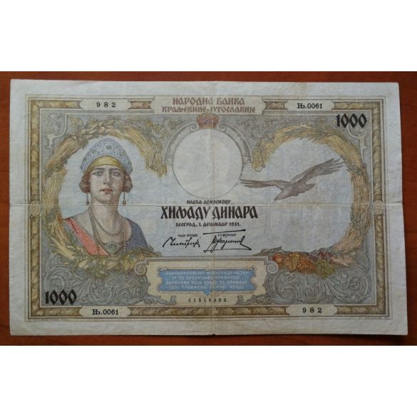 Jugoszlávia 1000 Dinara 1931 VF