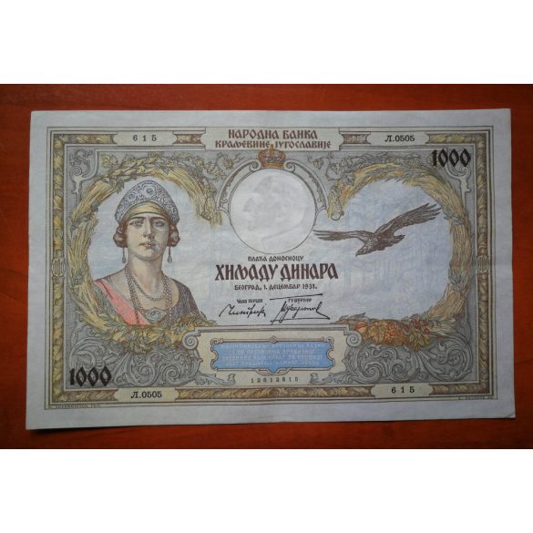 Jugoszlávia 1000 Dinara 1931 XF-