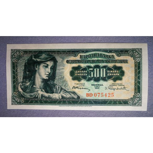 Jugoszlávia 500 Dinara 1955 UNC