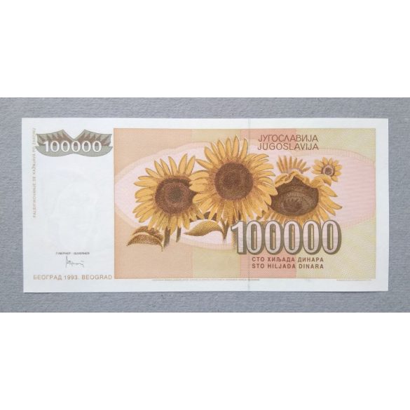 Yugoslavia 100000 Dinara 1993 Unc