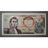 Kolumbia 10 Pesos 1974 UNC
