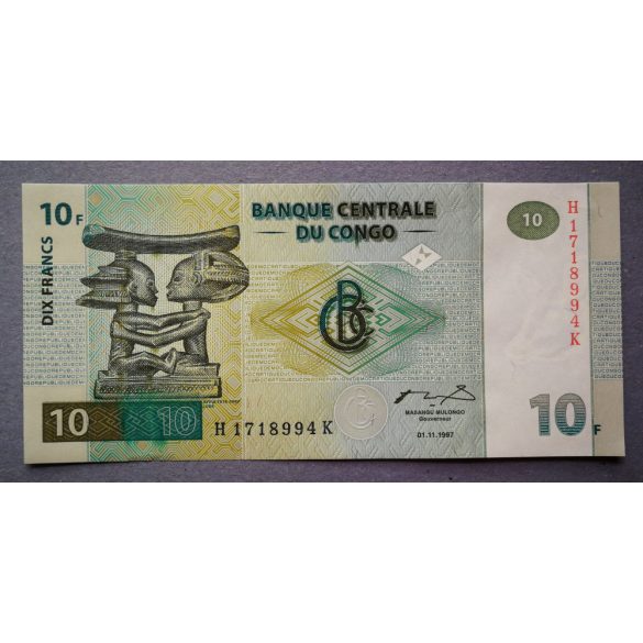 Kongó 10 Francs 1997 Unc-