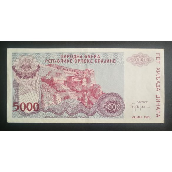 Krajinai Szerb Köztársaság 5000 Dinara 1993 XF