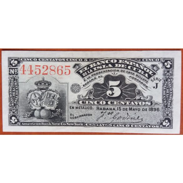 Kuba 5 Centavos 1896 aUNC+