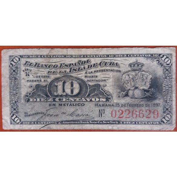 Kuba 10 Centavos 1897 F-