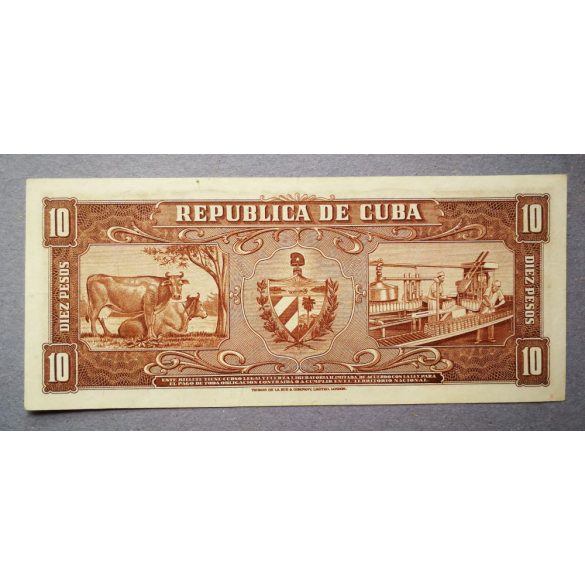 Cuba 10 Pesos 1958 aUnc+