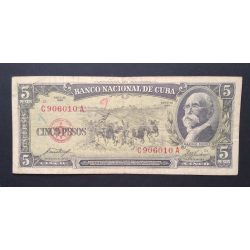 Cuba 5 Pesos 1958 F 