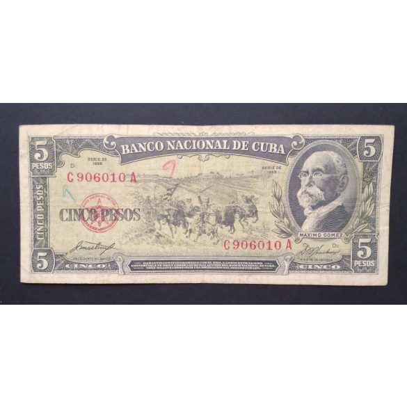 Kuba 5 Pesos 1958 F 