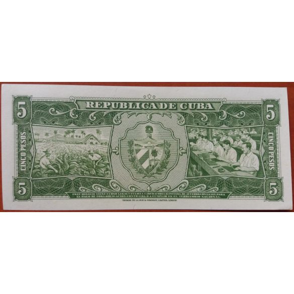 Cuba 5 Pesos 1958 aUNC+